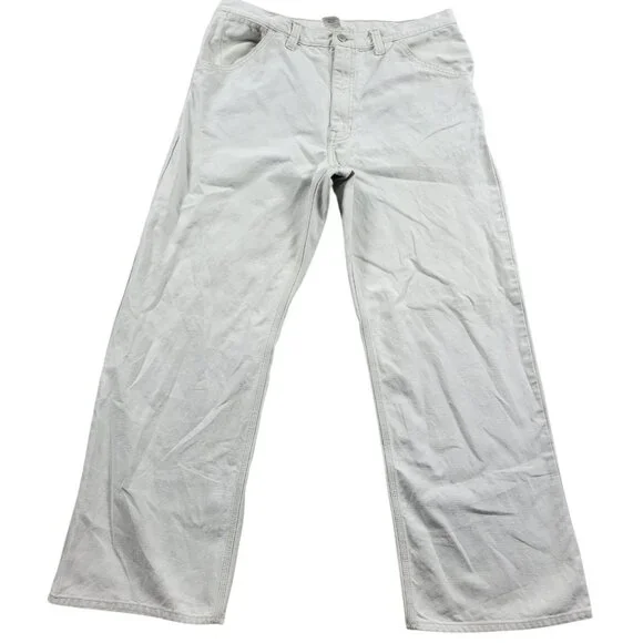 Vintage Gap Worker Jeans Men’s 36X30 Beige Cotton Denim Straight Painter - Picture 1 of 9